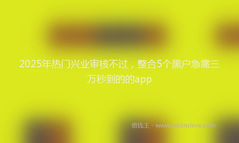 2025年热门兴业审核不过，整合5个黑户急需三万秒到的的app
