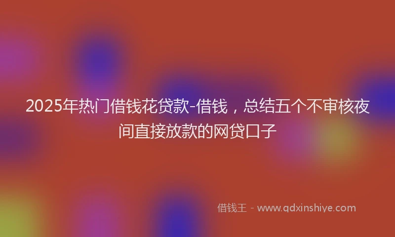2025年热门借钱花贷款-借钱，总结五个不审核夜间直接放款的网贷口子