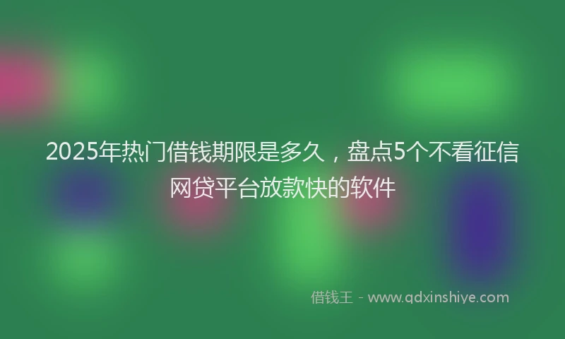 2025年热门借钱期限是多久，盘点5个不看征信网贷平台放款快的软件