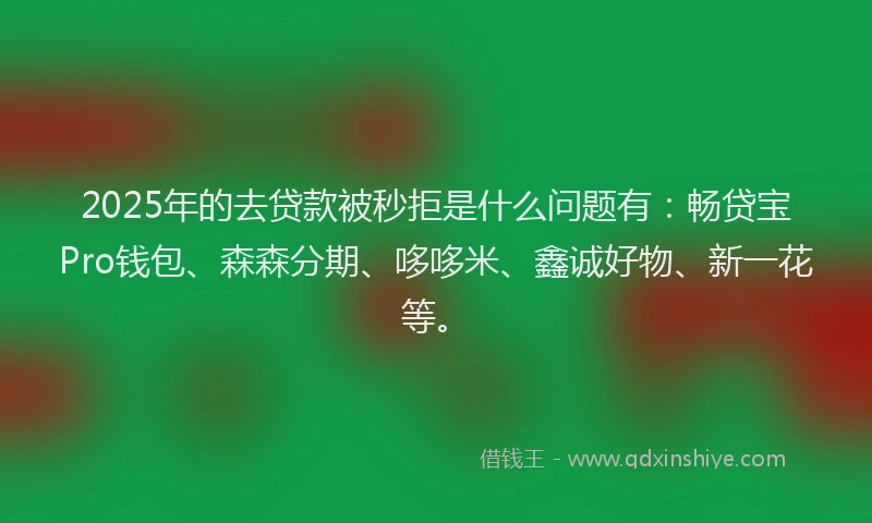 2025年的去贷款被秒拒是什么问题有：畅贷宝Pro钱包、森森分期、哆哆米、鑫诚好物、新一花等。