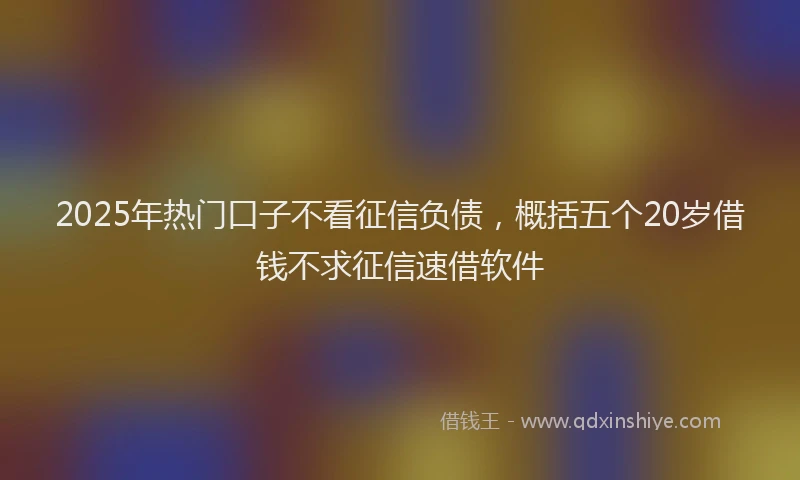 2025年热门口子不看征信负债，概括五个20岁借钱不求征信速借软件
