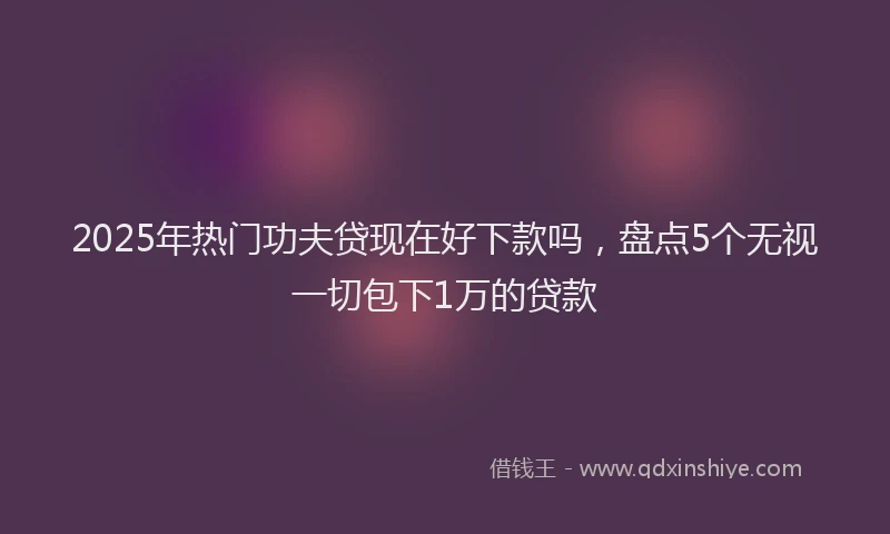 2025年热门功夫贷现在好下款吗，盘点5个无视一切包下1万的贷款