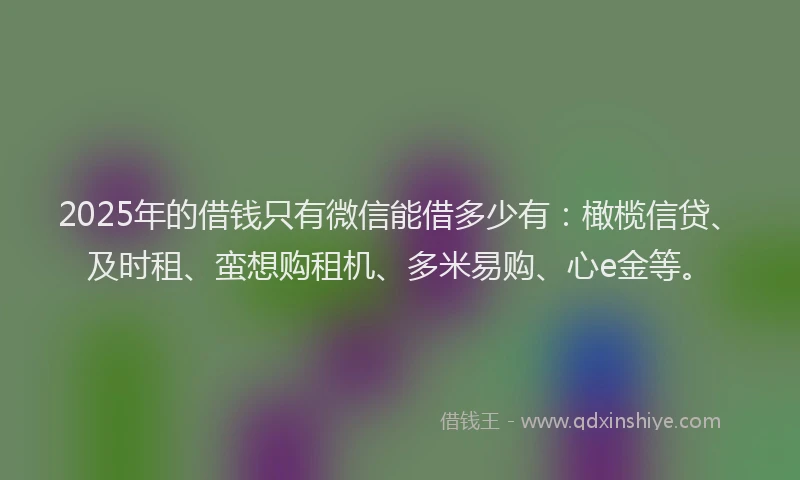 2025年的借钱只有微信能借多少有：橄榄信贷、及时租、蛮想购租机、多米易购、心e金等。
