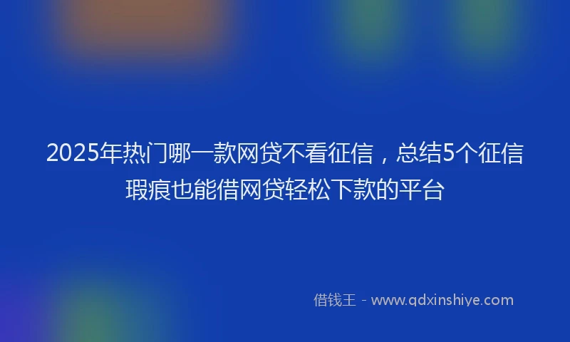 2025年热门哪一款网贷不看征信，总结5个征信瑕疵也能借网贷轻松下款的平台