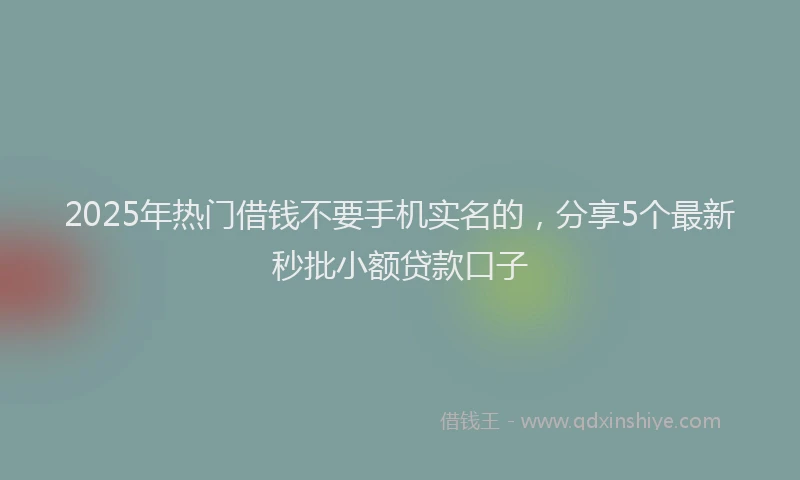 2025年热门借钱不要手机实名的，分享5个最新秒批小额贷款口子
