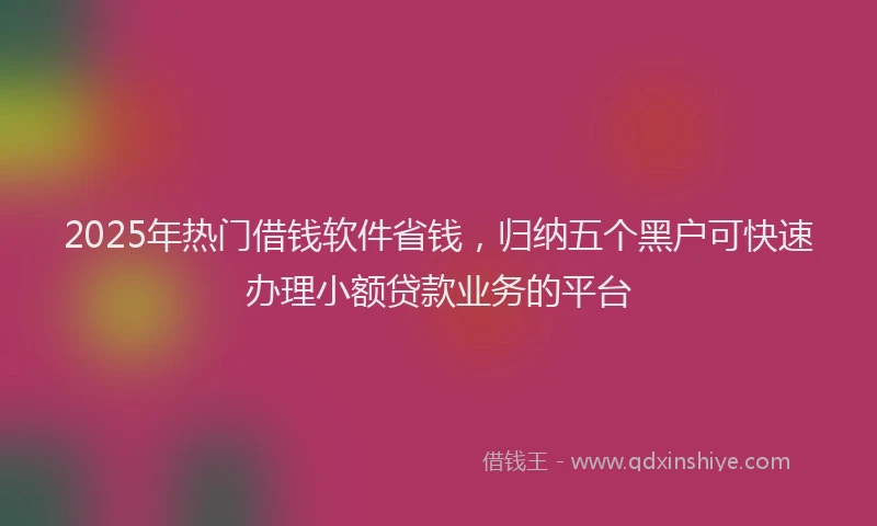 2025年热门借钱软件省钱，归纳五个黑户可快速办理小额贷款业务的平台