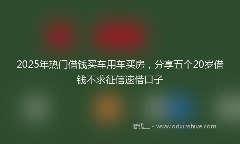 2025年热门借钱买车用车买房，分享五个20岁借钱不求征信速借口子