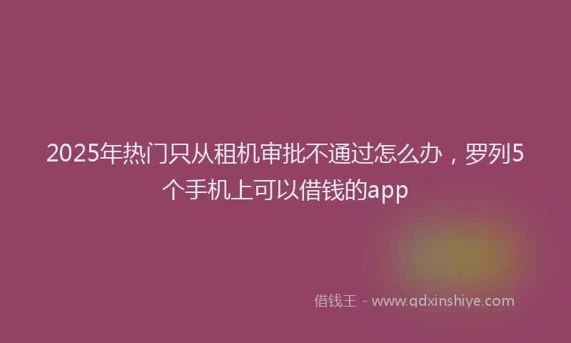 2025年热门只从租机审批不通过怎么办，罗列5个手机上可以借钱的app