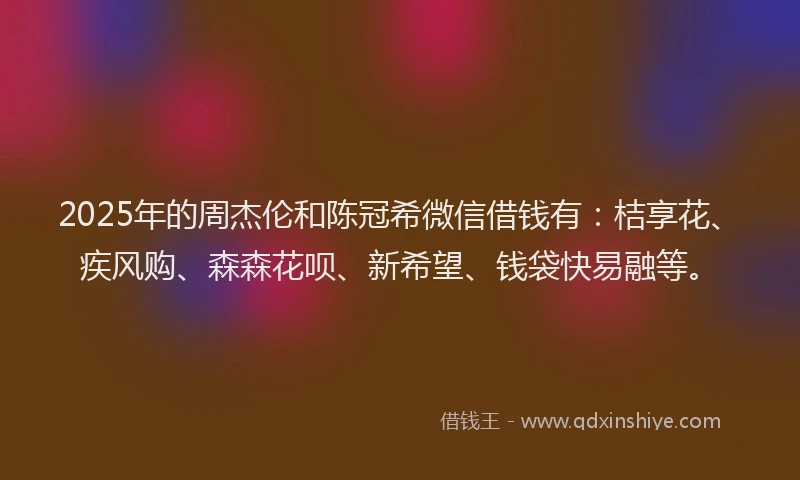 2025年的周杰伦和陈冠希微信借钱有：桔享花、疾风购、森森花呗、新希望、钱袋快易融等。