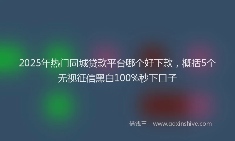 2025年热门同城贷款平台哪个好下款，概括5个无视征信黑白100%秒下口子