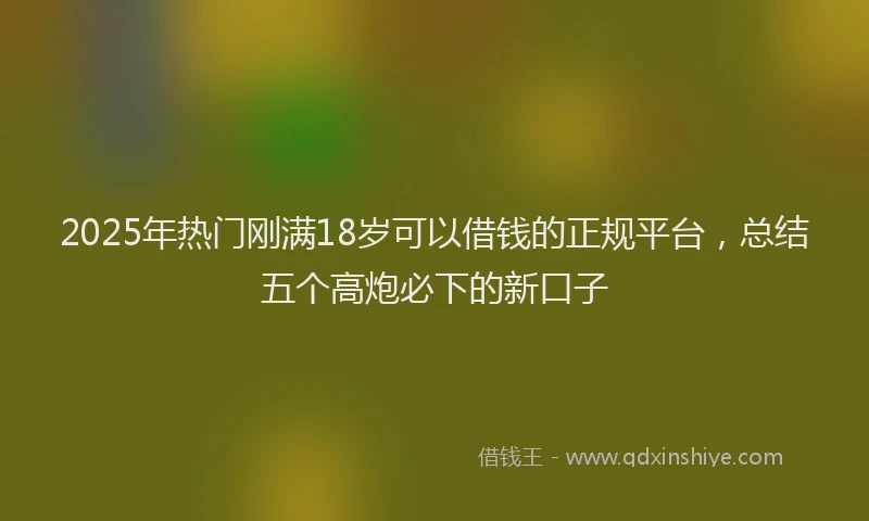 2025年热门刚满18岁可以借钱的正规平台，总结五个高炮必下的新口子