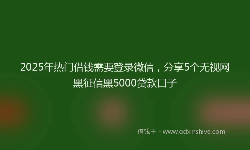 2025年热门借钱需要登录微信，分享5个无视网黑征信黑5000贷款口子