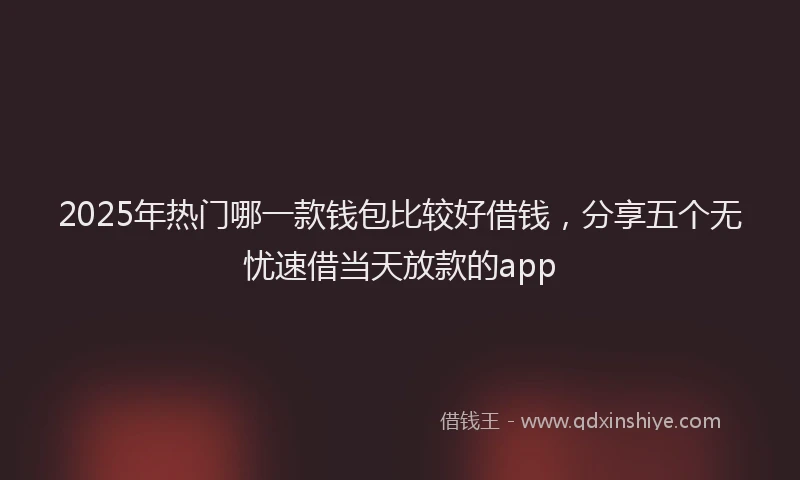 2025年热门哪一款钱包比较好借钱，分享五个无忧速借当天放款的app