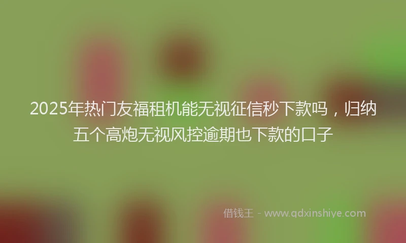 2025年热门友福租机能无视征信秒下款吗，归纳五个高炮无视风控逾期也下款的口子