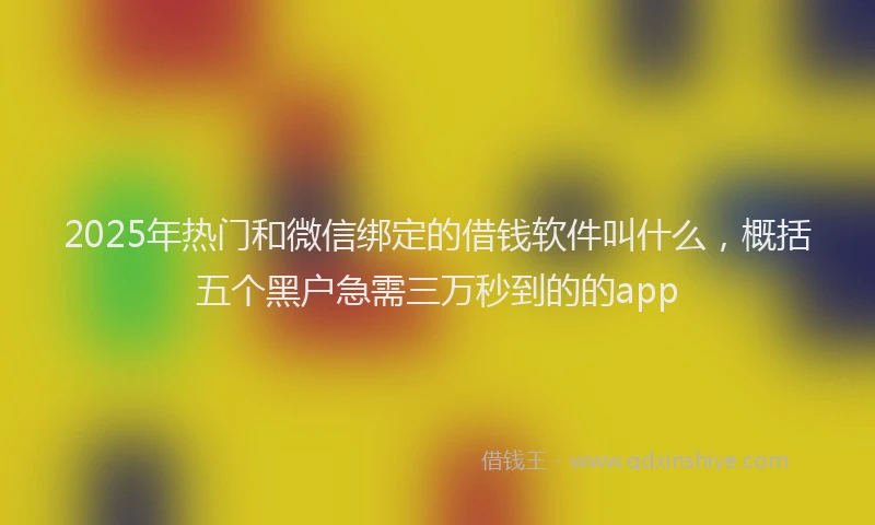 2025年热门和微信绑定的借钱软件叫什么，概括五个黑户急需三万秒到的的app