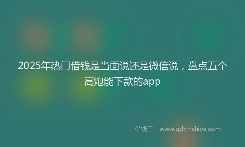 2025年热门借钱是当面说还是微信说，盘点五个高炮能下款的app