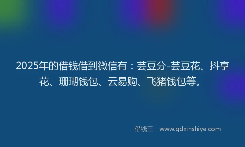 2025年的借钱借到微信有：芸豆分-芸豆花、抖享花、珊瑚钱包、云易购、飞猪钱包等。