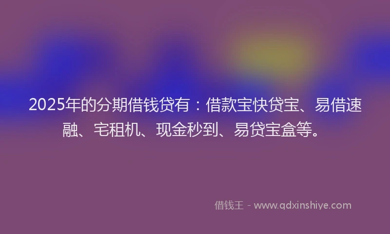 2025年的分期借钱贷有：借款宝快贷宝、易借速融、宅租机、现金秒到、易贷宝盒等。