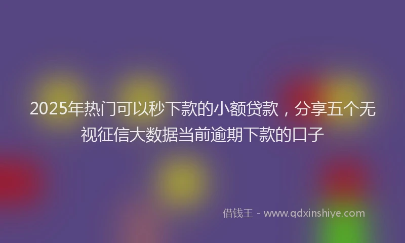 2025年热门可以秒下款的小额贷款，分享五个无视征信大数据当前逾期下款的口子