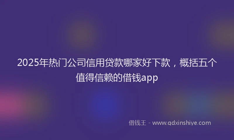 2025年热门公司信用贷款哪家好下款，概括五个值得信赖的借钱app