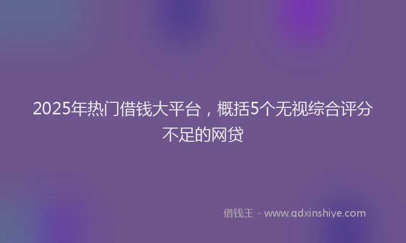 2025年热门借钱大平台，概括5个无视综合评分不足的网贷