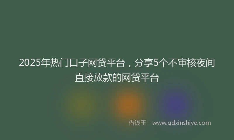 2025年热门口子网贷平台，分享5个不审核夜间直接放款的网贷平台