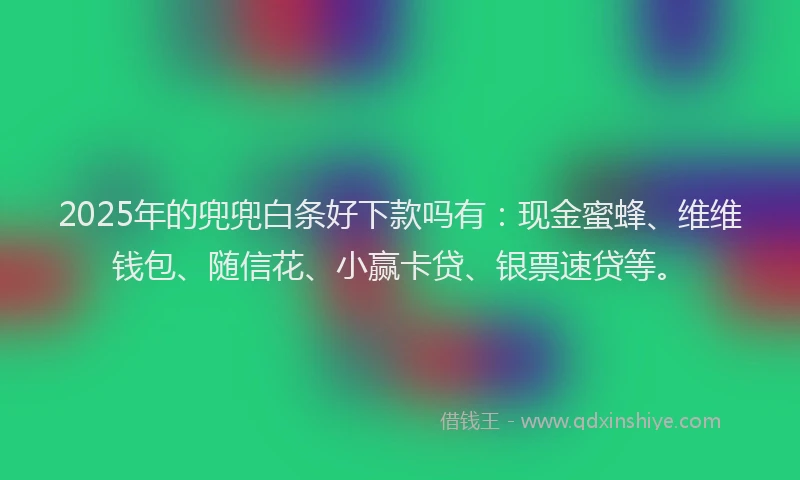 2025年的兜兜白条好下款吗有：现金蜜蜂、维维钱包、随信花、小赢卡贷、银票速贷等。