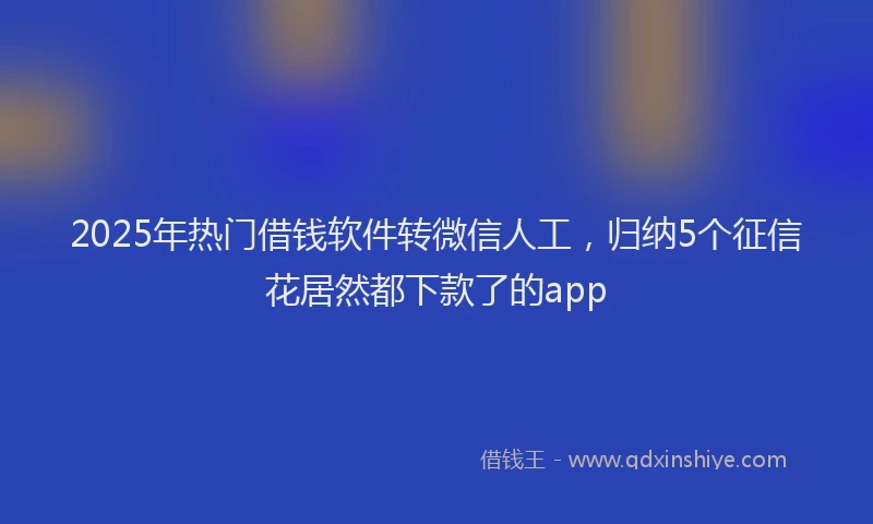 2025年热门借钱软件转微信人工，归纳5个征信花居然都下款了的app