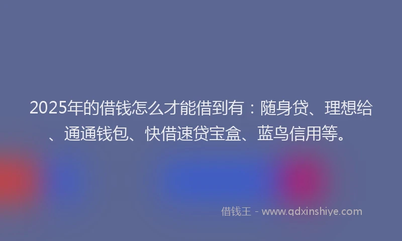 2025年的借钱怎么才能借到有：随身贷、理想给、通通钱包、快借速贷宝盒、蓝鸟信用等。