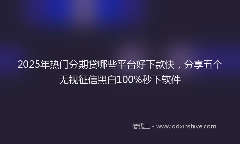 2025年热门分期贷哪些平台好下款快，分享五个无视征信黑白100%秒下软件
