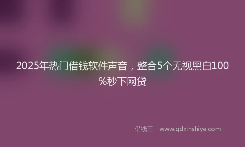 2025年热门借钱软件声音，整合5个无视黑白100%秒下网贷