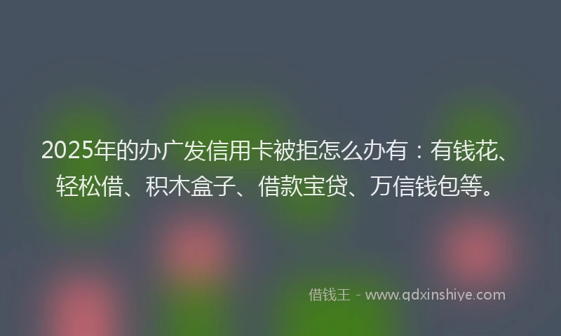 2025年的办广发信用卡被拒怎么办有：有钱花、轻松借、积木盒子、借款宝贷、万信钱包等。