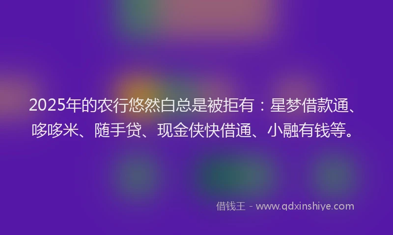2025年的农行悠然白总是被拒有：星梦借款通、哆哆米、随手贷、现金侠快借通、小融有钱等。