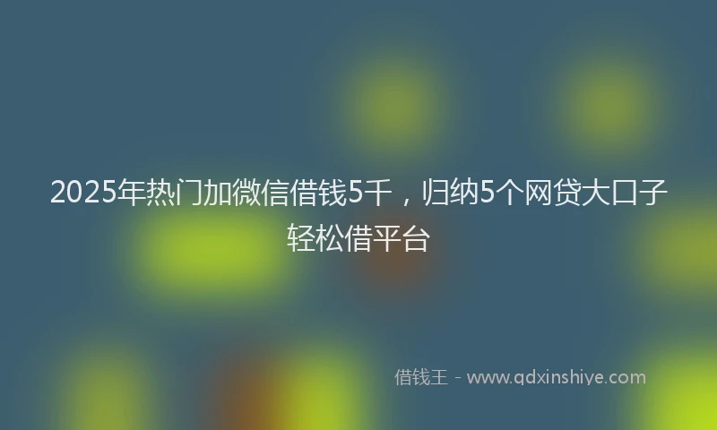 2025年热门加微信借钱5千，归纳5个网贷大口子轻松借平台