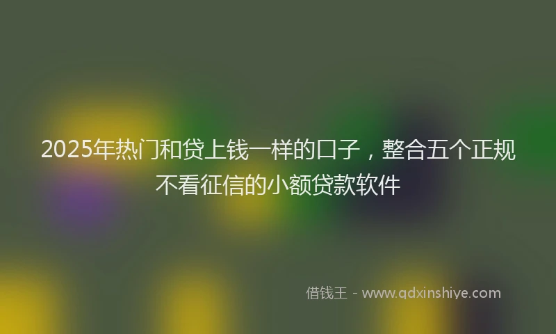 2025年热门和贷上钱一样的口子，整合五个正规不看征信的小额贷款软件