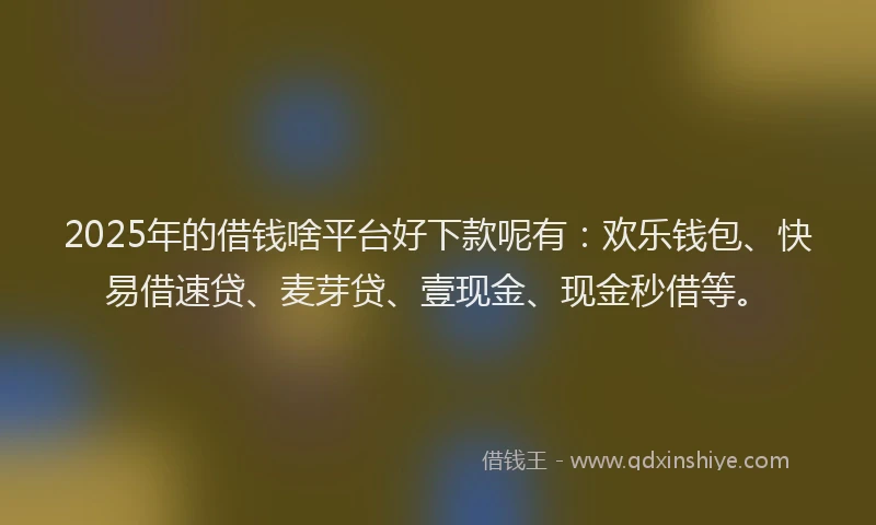2025年的借钱啥平台好下款呢有：欢乐钱包、快易借速贷、麦芽贷、壹现金、现金秒借等。