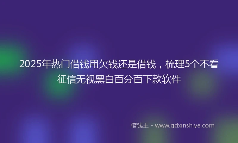 2025年热门借钱用欠钱还是借钱，梳理5个不看征信无视黑白百分百下款软件