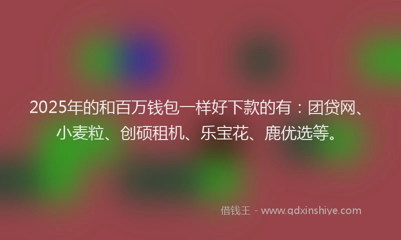 2025年的和百万钱包一样好下款的有：团贷网、小麦粒、创硕租机、乐宝花、鹿优选等。