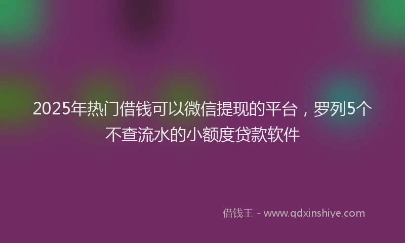 2025年热门借钱可以微信提现的平台，罗列5个不查流水的小额度贷款软件