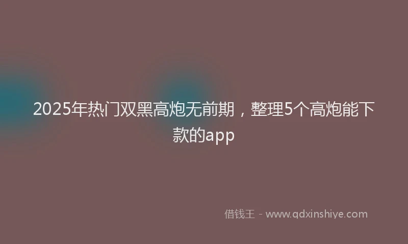 2025年热门双黑高炮无前期，整理5个高炮能下款的app
