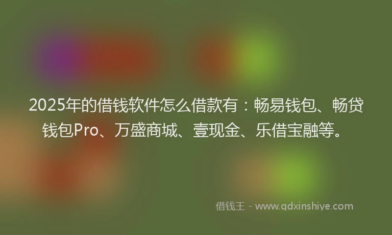 2025年的借钱软件怎么借款有：畅易钱包、畅贷钱包Pro、万盛商城、壹现金、乐借宝融等。