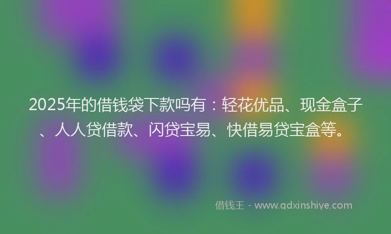 2025年的借钱袋下款吗有：轻花优品、现金盒子、人人贷借款、闪贷宝易、快借易贷宝盒等。
