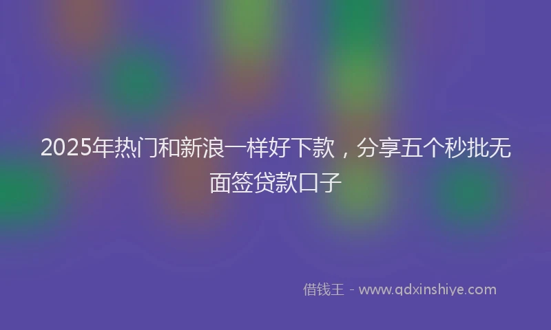 2025年热门和新浪一样好下款，分享五个秒批无面签贷款口子
