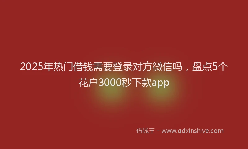 2025年热门借钱需要登录对方微信吗，盘点5个花户3000秒下款app