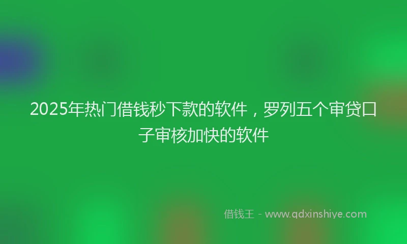 2025年热门借钱秒下款的软件，罗列五个审贷口子审核加快的软件