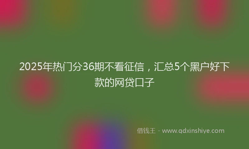 2025年热门分36期不看征信，汇总5个黑户好下款的网贷口子