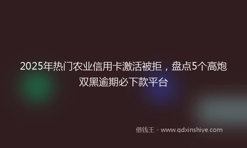 2025年热门农业信用卡激活被拒，盘点5个高炮双黑逾期必下款平台