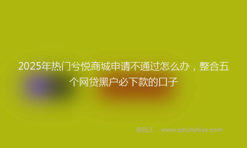 2025年热门兮悦商城申请不通过怎么办，整合五个网贷黑户必下款的口子