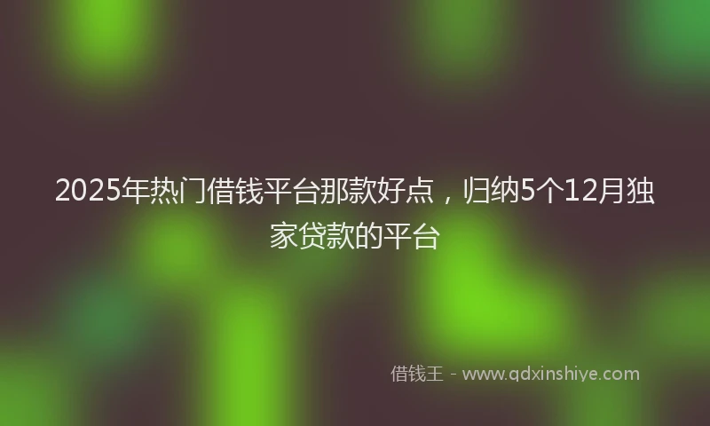 2025年热门借钱平台那款好点，归纳5个12月独家贷款的平台