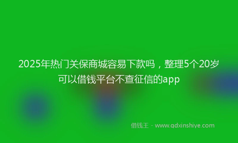 2025年热门关保商城容易下款吗，整理5个20岁可以借钱平台不查征信的app